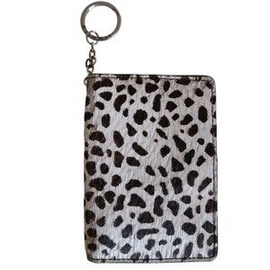 fossil calf hair animal print keychain mini wallet